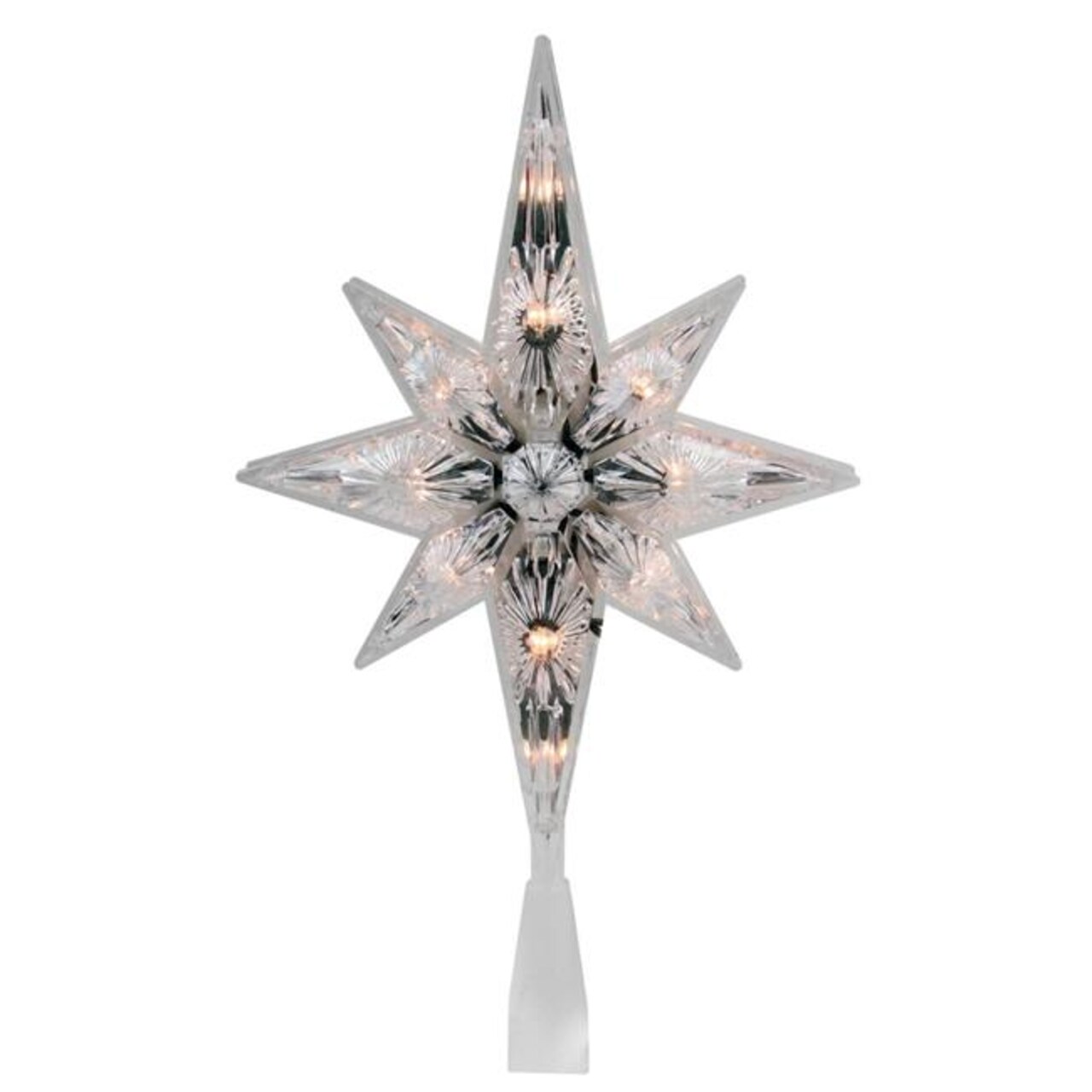 Northlight 32606342 10.75 in. Faceted Star of Bethlehem Christmas Tree Topper - Clear Lights